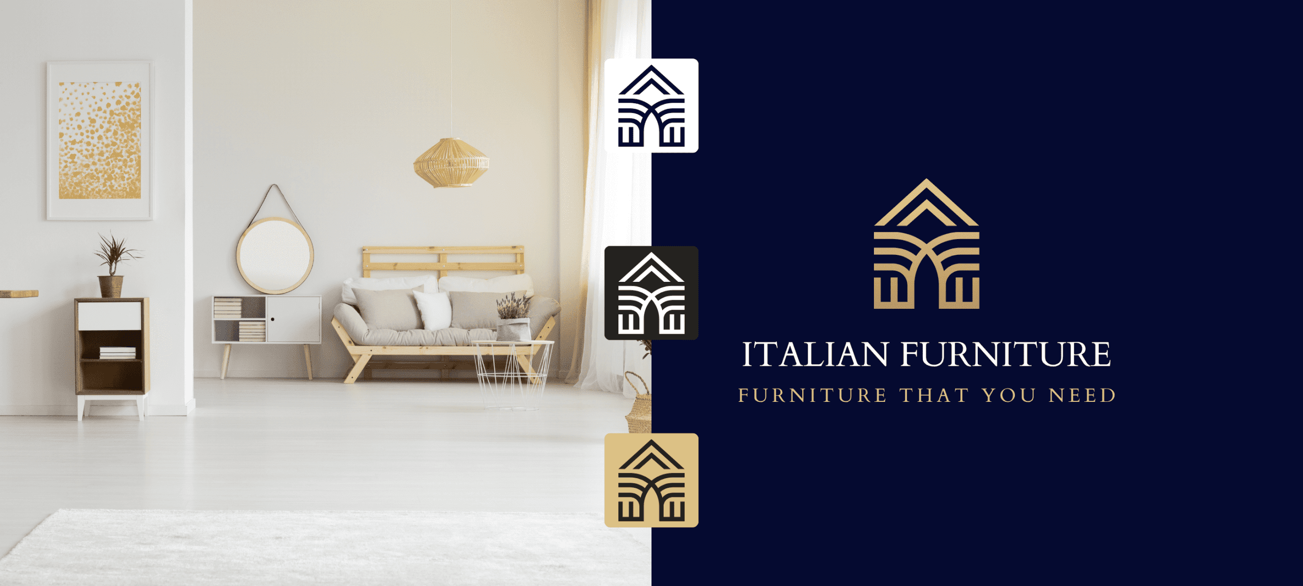 مجموعة الأيقونات والرموز البصرية المشتقة من شعار الأثاث الإيطالي لضمان مرونة الاستخدام.